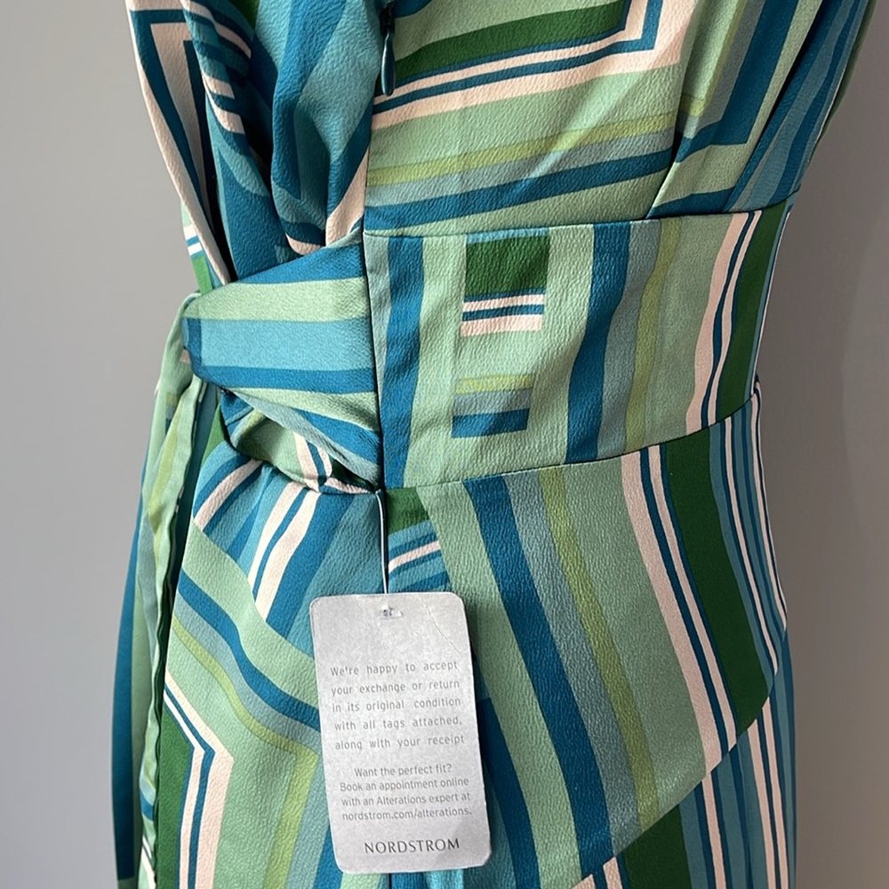 Tahari ASL Abstract Print Long Sleeve Satin Midi Dress size 8, NWT - Picture 9 of 15